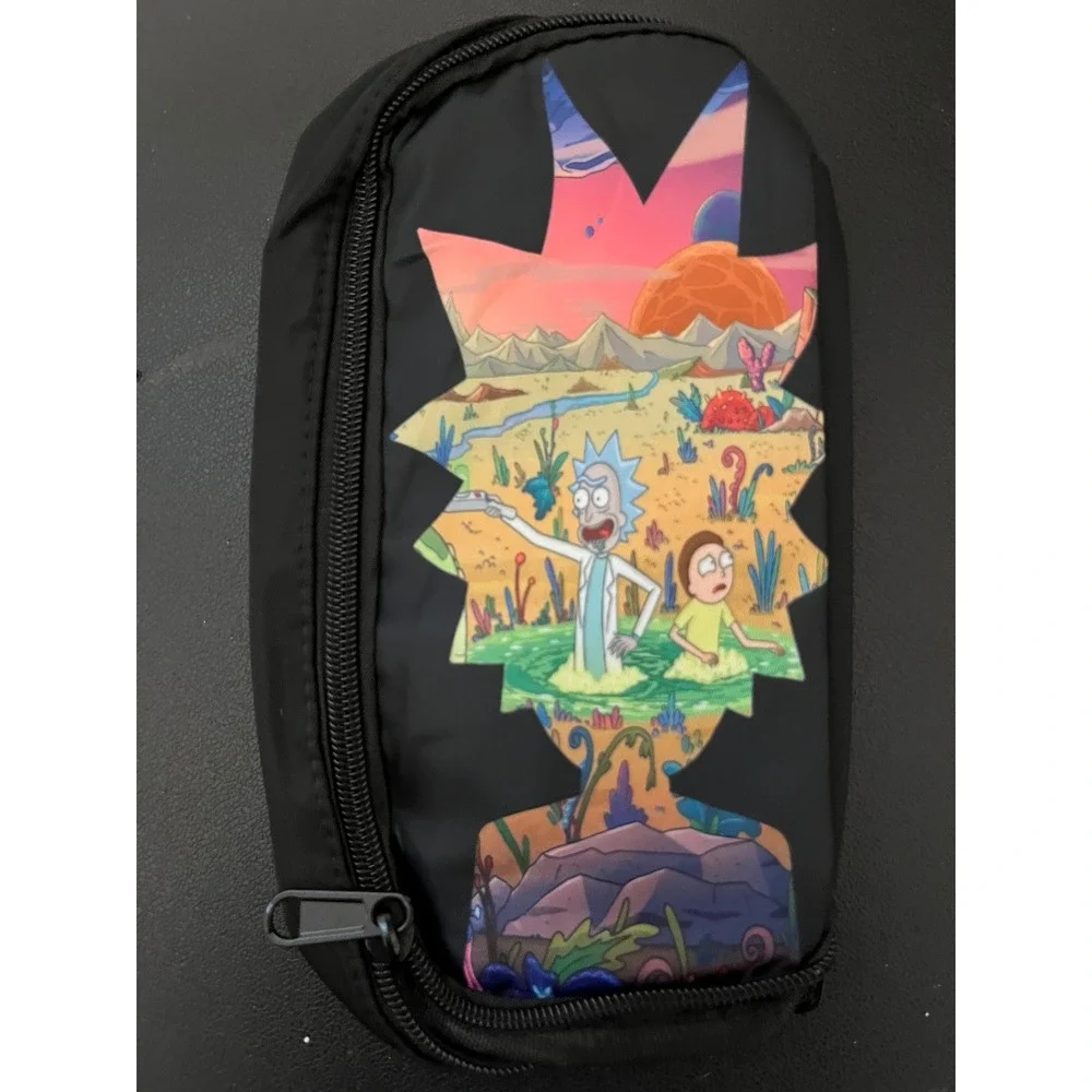Rick and Morty 3 Piece Backpack Set Lunch Bag and Pouch Black Multicolor NWOT